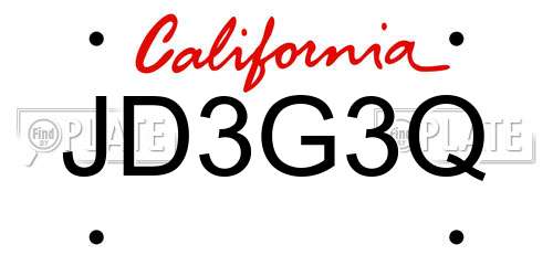 JD3G3Q California License Plate