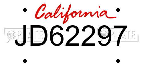 JD62297 California License Plate