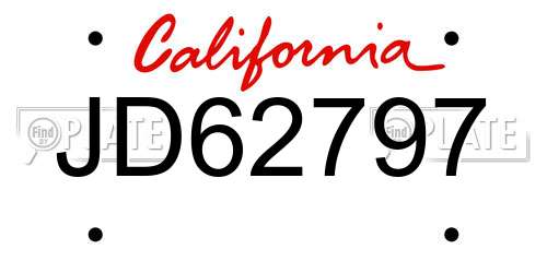 JD62797 California License Plate