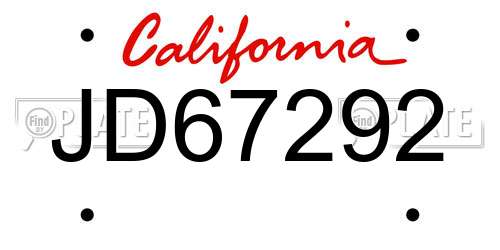 JD67292 California License Plate