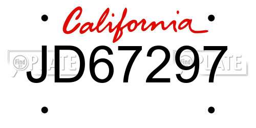 JD67297 California License Plate