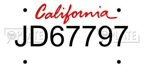 JD67797 California License Plate