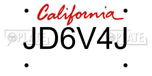 JD6V4J California License Plate