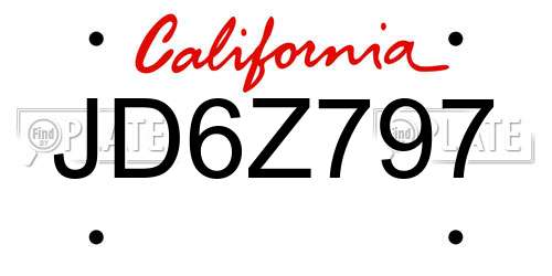 JD6Z797 California License Plate
