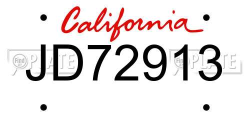 JD72913 California License Plate