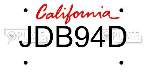 JDB94D California License Plate