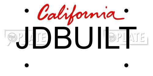 JDBUILT California License Plate