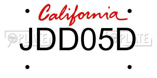 JDD05D California License Plate