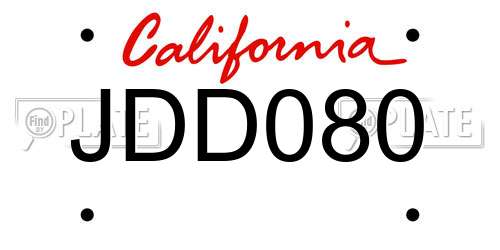 JDD080 California License Plate