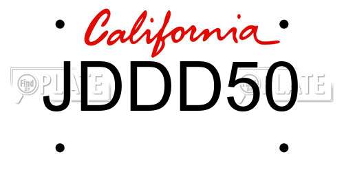 JDDD50 California License Plate
