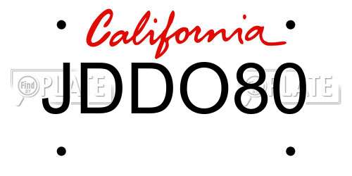 JDDO80 California License Plate