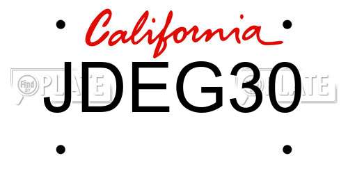 JDEG30 California License Plate