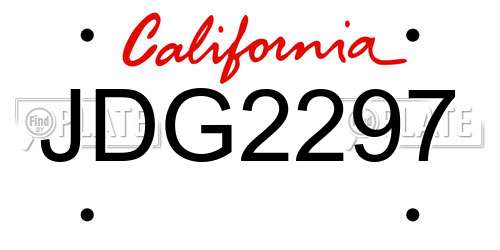 JDG2297 California License Plate