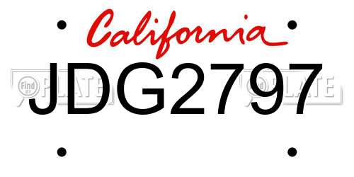 JDG2797 California License Plate