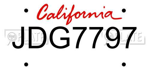 JDG7797 California License Plate