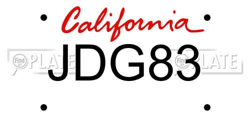 JDG83 California License Plate