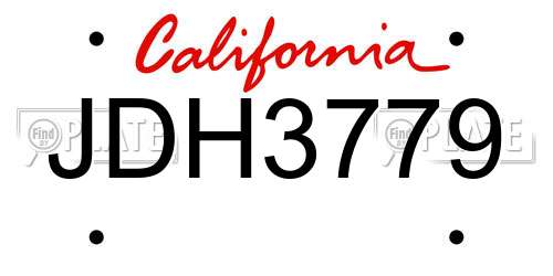 JDH3779 California License Plate