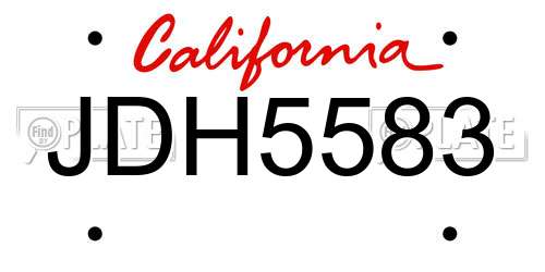 JDH5583 California License Plate