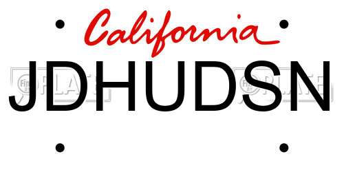 JDHUDSN California License Plate