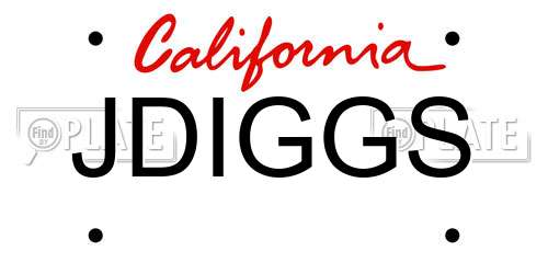 JDIGGS California License Plate