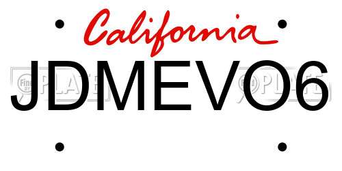 JDMEVO6 California License Plate