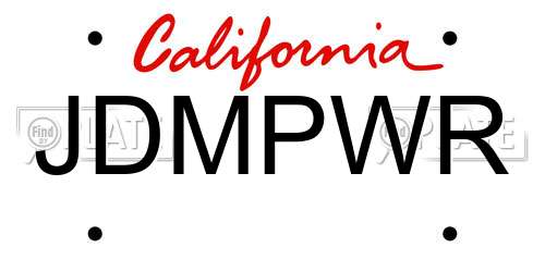 JDMPWR California License Plate
