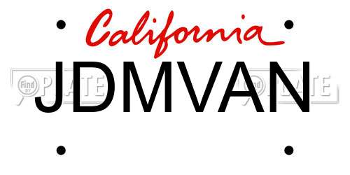 JDMVAN California License Plate