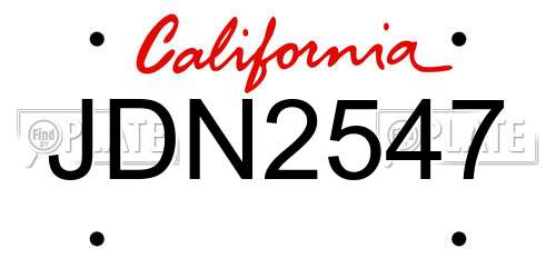JDN2547 California License Plate