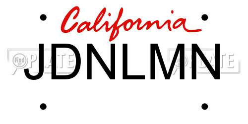JDNLMN California License Plate