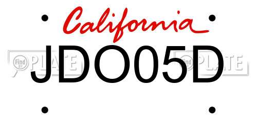 JDO05D California License Plate
