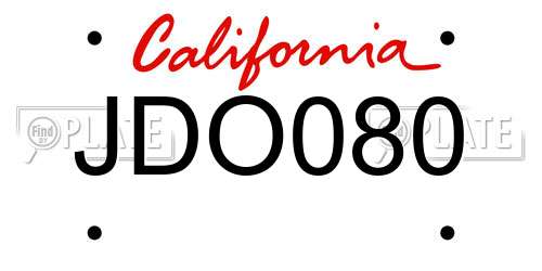 JDO080 California License Plate