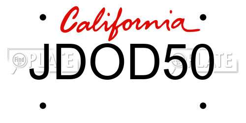 JDOD50 California License Plate