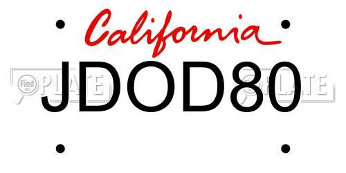 JDOD80 California License Plate