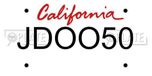 JDOO50 California License Plate
