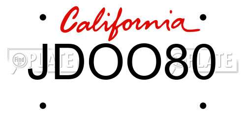 JDOO80 California License Plate