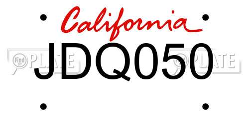 JDQ050 California License Plate