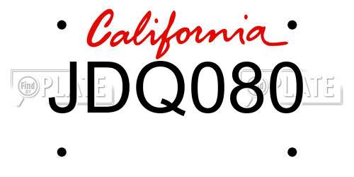 JDQ080 California License Plate