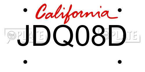 JDQ08D California License Plate