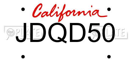 JDQD50 California License Plate