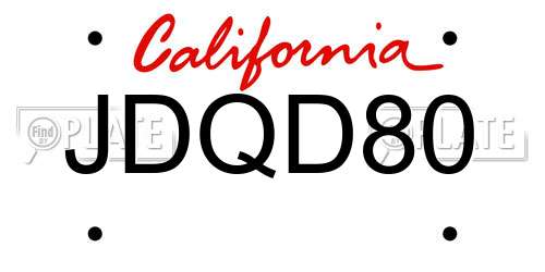 JDQD80 California License Plate