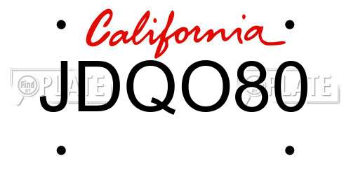JDQO80 California License Plate