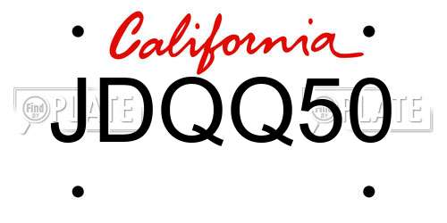 JDQQ50 California License Plate