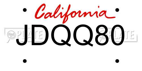 JDQQ80 California License Plate