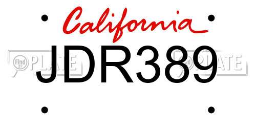 JDR389 California License Plate