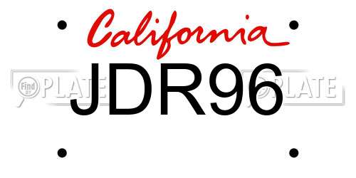 JDR96 California License Plate