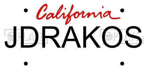 JDRAKOS California License Plate