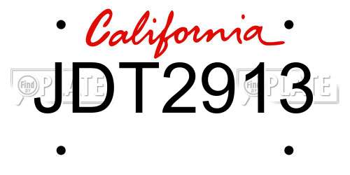 JDT2913 California License Plate