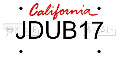 JDUB17 California License Plate