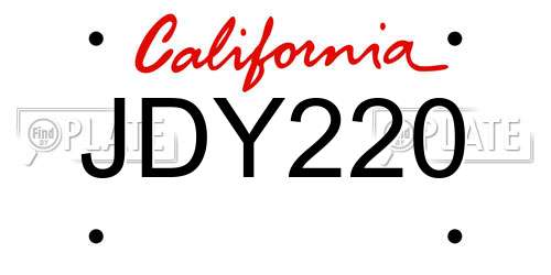 JDY220 California License Plate
