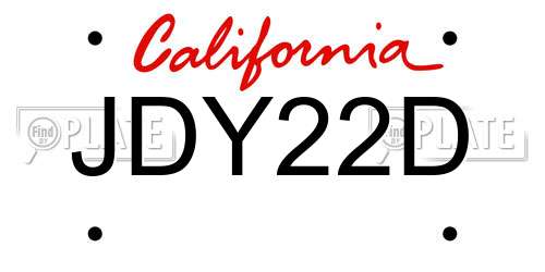 JDY22D California License Plate